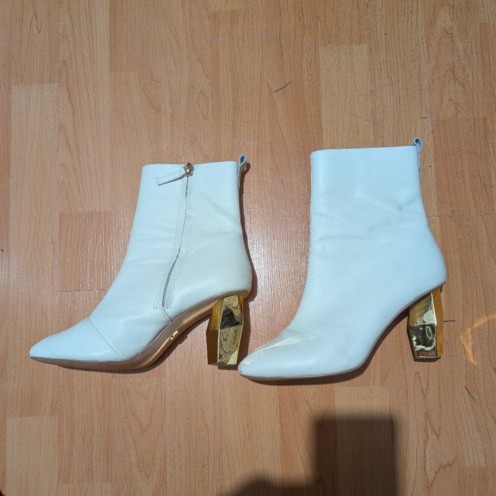 Kurt Geiger London white leather ankle boots